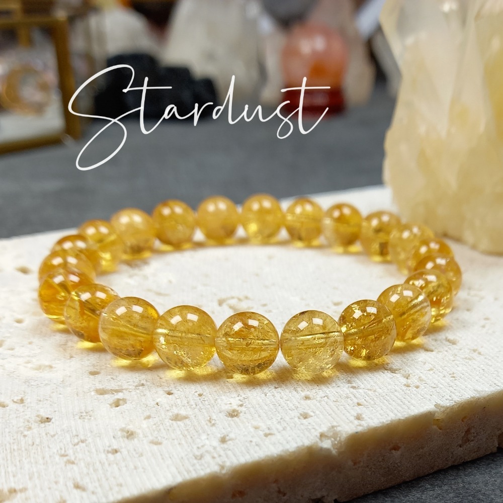 黃水晶 Citrine 手珠 手串 手鍊 天然高品巴西黃水晶 黃阿賽 帶上帝指紋 帶彩虹 一物一圖【星塵能量水晶】-細節圖2