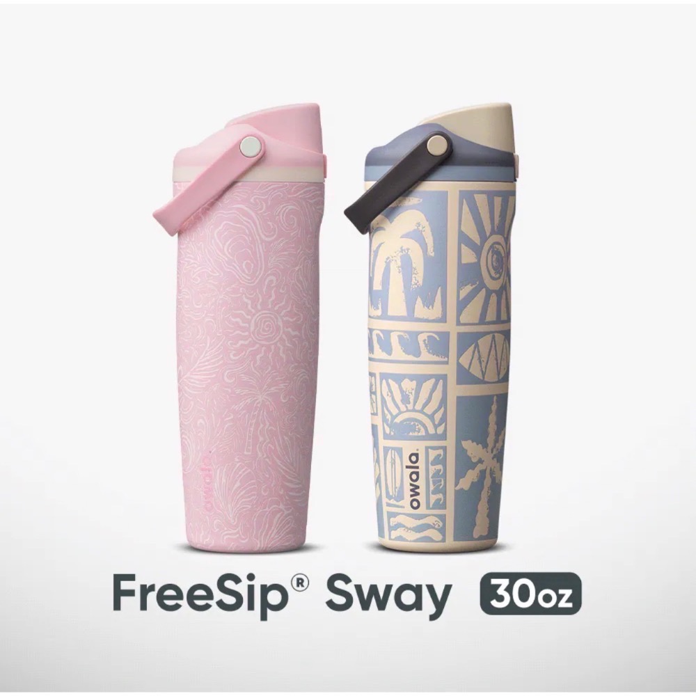 【特別款-熱帶粉浪】Owala® FreeSip Sway 不鏽鋼 雙飲口吸管手提水壺| 熱帶粉浪 系列-細節圖2