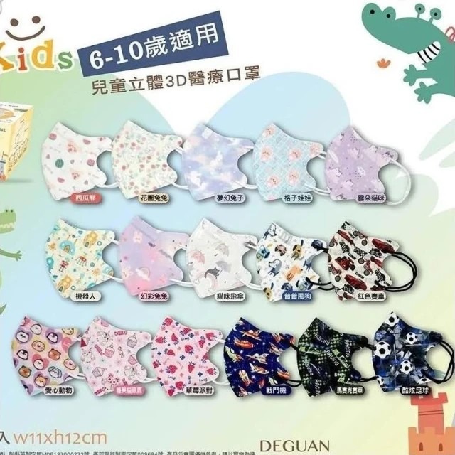 【德冠】兒童3D立體醫療口罩 (50入/盒)-細節圖2