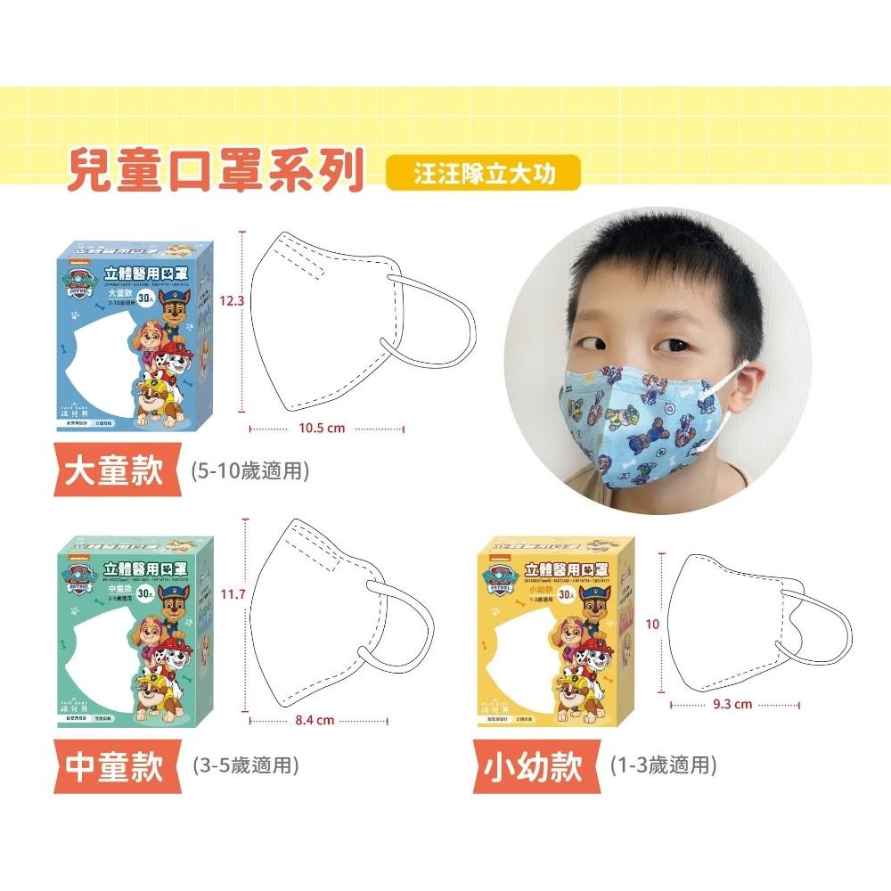 【興安】汪汪隊立大功 兒童/中童/幼童立體醫用口罩 (30入/盒)-細節圖2