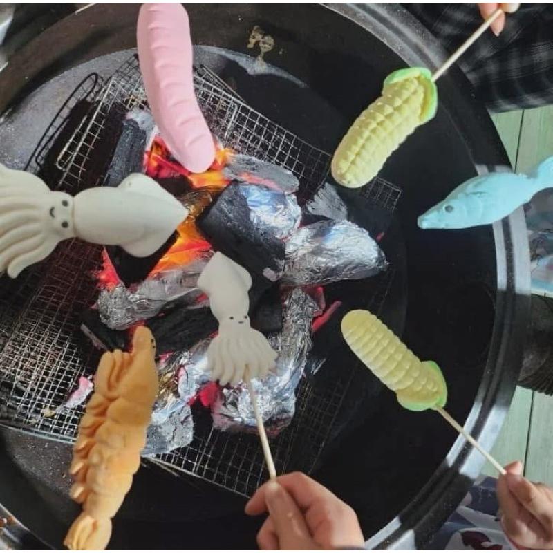 附發票 韓國 BBQ 造型棉花糖 烤棉花糖 水果口味 造型棉花糖 露營 聚會必備 烤肉甜點 香烤棉花糖-細節圖2