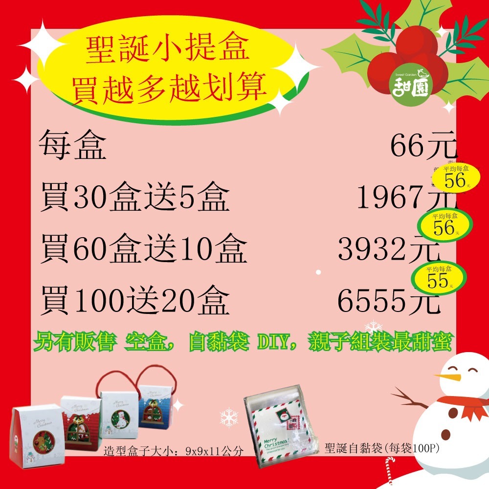 聖誕小提盒 4款隨機 聖誕節糖果 聖誕小拐杖 聖誕節禮物 企業團購必 客製化聖誕小提盒 【甜園】-細節圖2