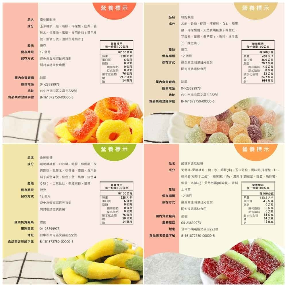 軟糖繽紛樂(酸糖粉)(380g) 捷克軟糖 造型軟糖 婚禮小物 派對 生日 禮物 軟糖 水果軟糖 綜合軟糖【甜園】-細節圖3