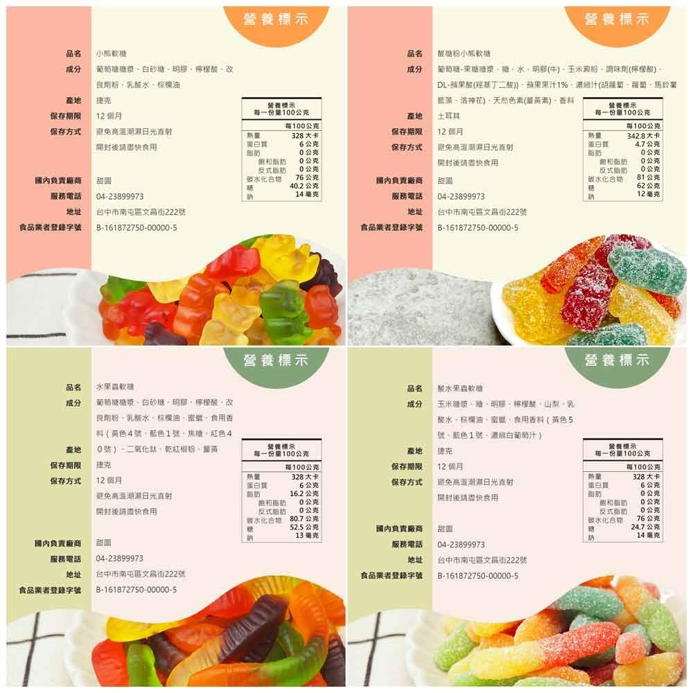 軟糖繽紛樂(無酸糖粉)(100g) 捷克軟糖 造型軟糖 婚禮小物 派對 生日 禮物 軟糖 水果軟糖 綜合軟糖【甜園】-細節圖2