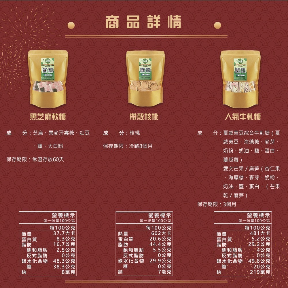 年節禮盒-D款 黑芝麻軟糖、帶殼核桃、人氣牛軋糖 過年必備 送禮好用 【甜園】-細節圖4