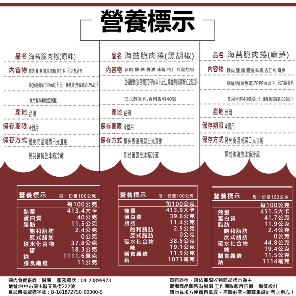 諸事滿意 喜捲財富 海苔脆肉捲禮盒 3盒入 每日新鮮現烤 台中必買伴手禮 台中好禮勳章店家【甜園】-細節圖4