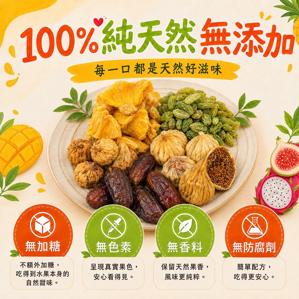 綜合果乾(無添加糖)120g 綜合果乾 天然無添加 無糖 果乾 減糖 低卡 水果乾 團購美食 伴手禮 芒果乾【甜園】-細節圖3
