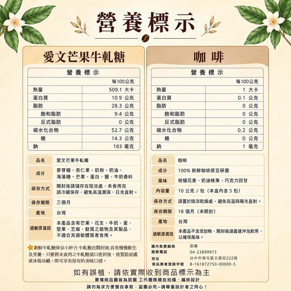 【甜園】果韻咖啡時光禮盒 麻芛牛軋糖 掛耳咖啡 愛文芒果牛軋糖 伴手禮送禮 台中伴手禮 台中十大新星-細節圖5
