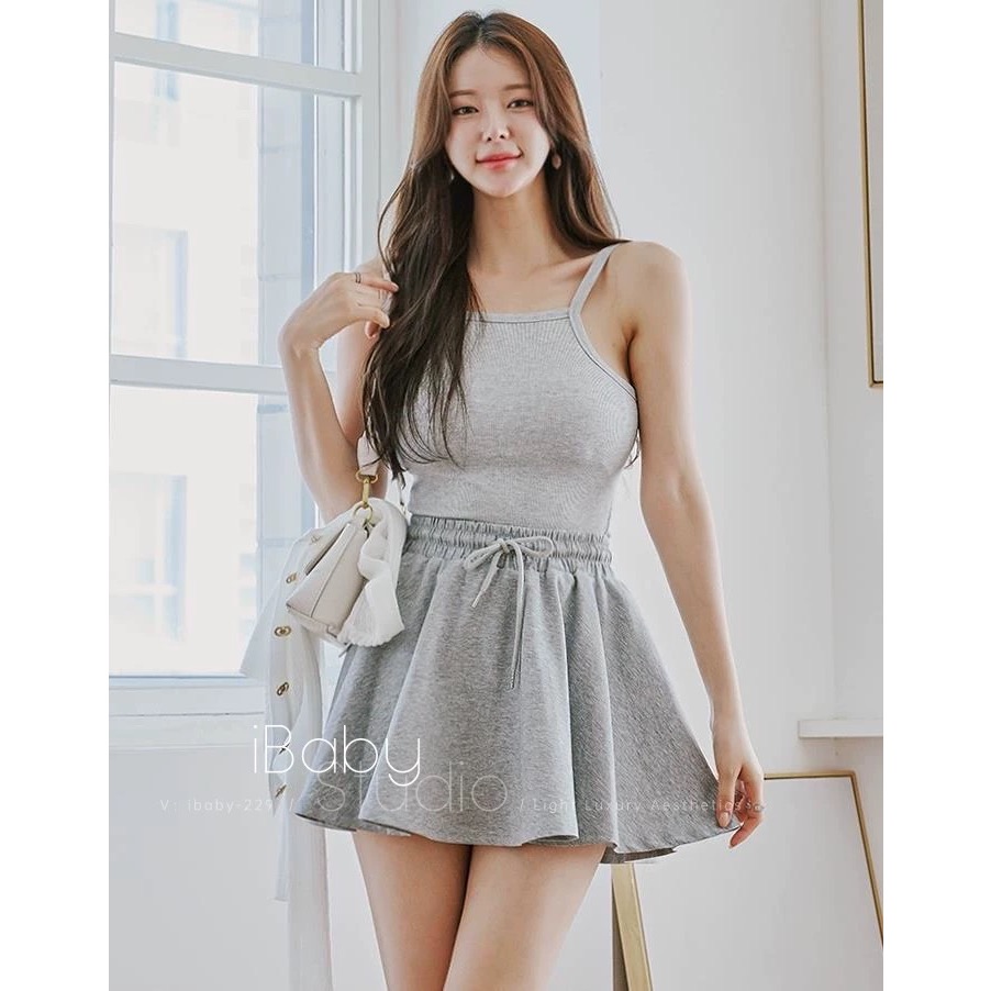 LOVEYAN➰ 圓領毛開衫吊帶裸肩背心系帶散擺半身裙-細節圖2