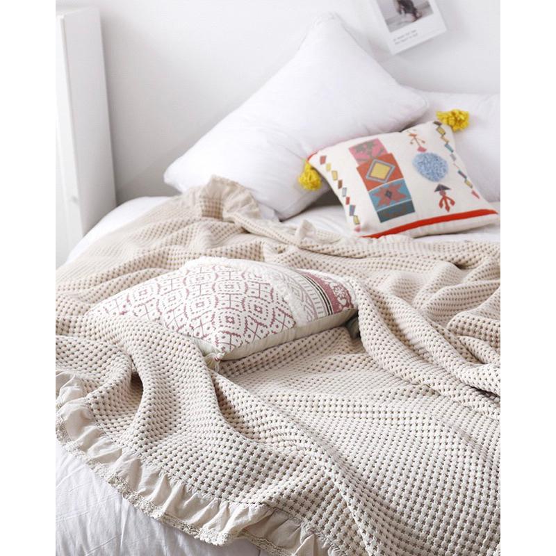 2024年夏季新款韓系純棉華夫格毛巾被沙發蓋毯純棉辦公室空調薄毯子-細節圖7