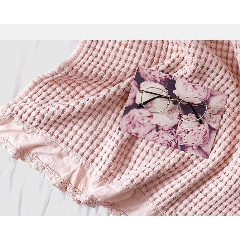 2024年夏季新款韓系純棉華夫格毛巾被沙發蓋毯純棉辦公室空調薄毯子-細節圖8