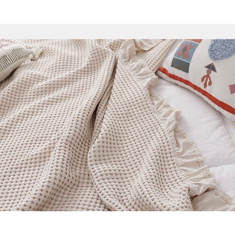 2024年夏季新款韓系純棉華夫格毛巾被沙發蓋毯純棉辦公室空調薄毯子-細節圖9