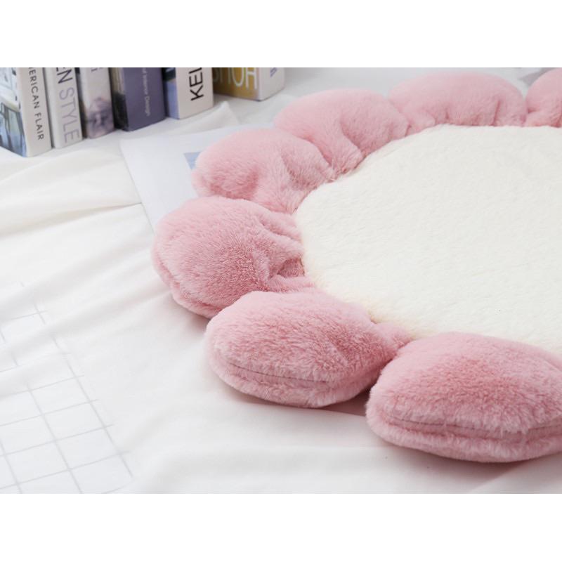 2024年秋冬新款軟糯兔絨花朵地墊寵物墊子貓窩狗狗坐墊少女心圓形花朵地毯-細節圖6