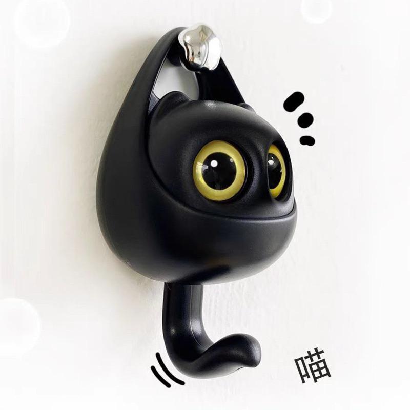 2024夏季新款卡通可愛眨眼貓咪掛鉤創意黏鉤磁吸黑貓冰箱貼牆上鉤子鑰匙掛衣鉤-細節圖2