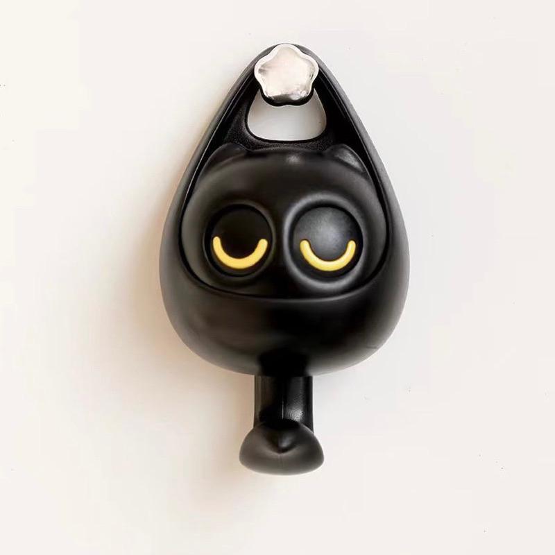 2024夏季新款卡通可愛眨眼貓咪掛鉤創意黏鉤磁吸黑貓冰箱貼牆上鉤子鑰匙掛衣鉤-細節圖3