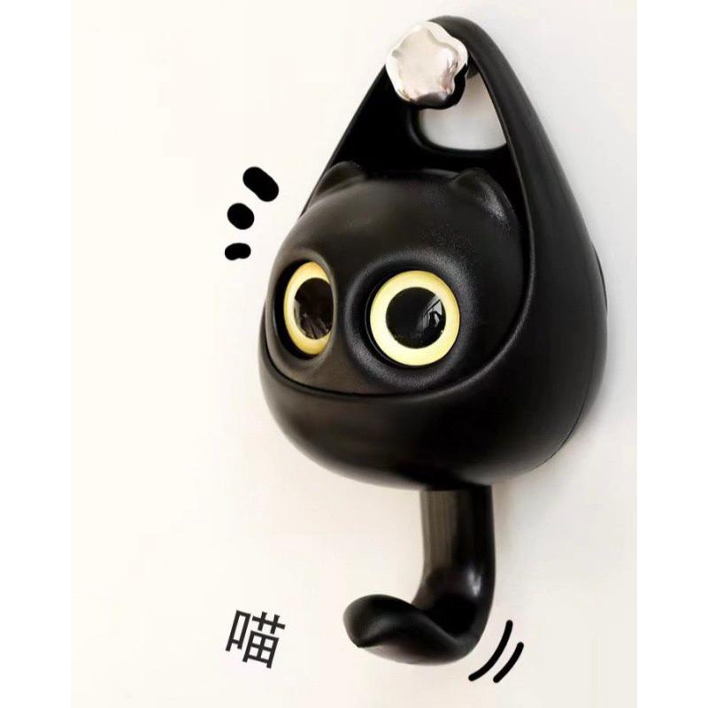2024夏季新款卡通可愛眨眼貓咪掛鉤創意黏鉤磁吸黑貓冰箱貼牆上鉤子鑰匙掛衣鉤-細節圖8