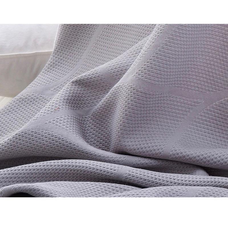 2024年夏季新款華夫格透氣毯夏涼被薄款夏季空調蓋毯素色暗花雙人全棉紗布毛巾被成人床單毯子-細節圖7