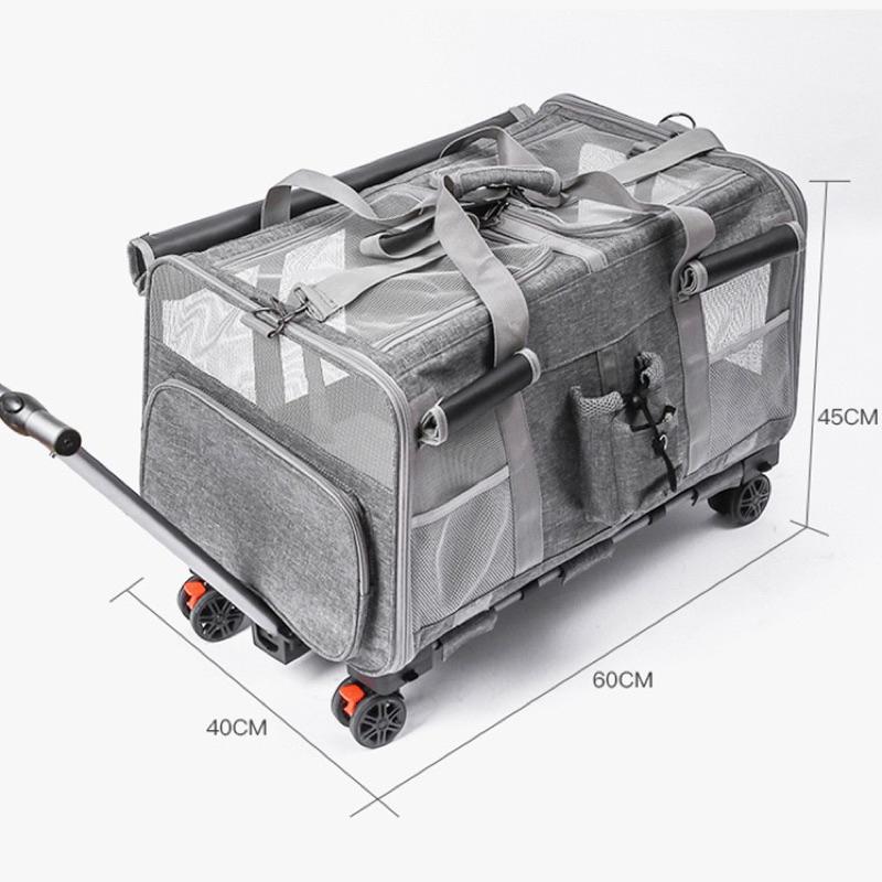 2024年夏季新款外出便攜大容量寵物拉桿箱貓包貓咪狗狗兩廂隔離透氣手提-細節圖5