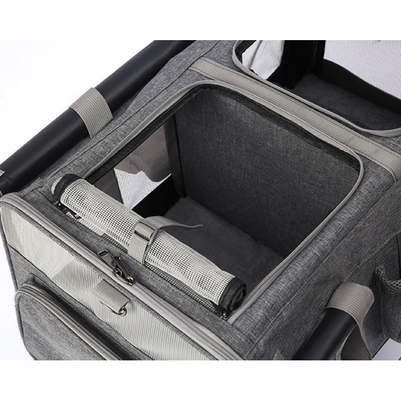 2024年夏季新款外出便攜大容量寵物拉桿箱貓包貓咪狗狗兩廂隔離透氣手提-細節圖7