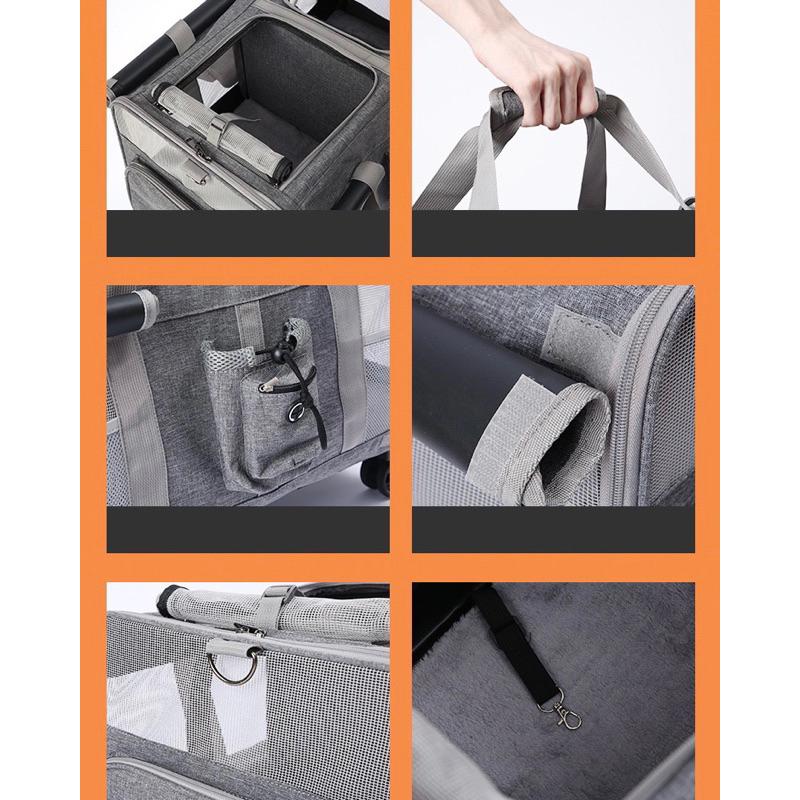 2024年夏季新款外出便攜大容量寵物拉桿箱貓包貓咪狗狗兩廂隔離透氣手提-細節圖8