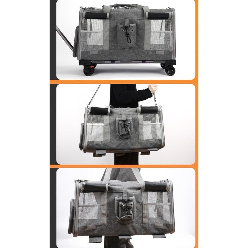 2024年夏季新款外出便攜大容量寵物拉桿箱貓包貓咪狗狗兩廂隔離透氣手提-細節圖9