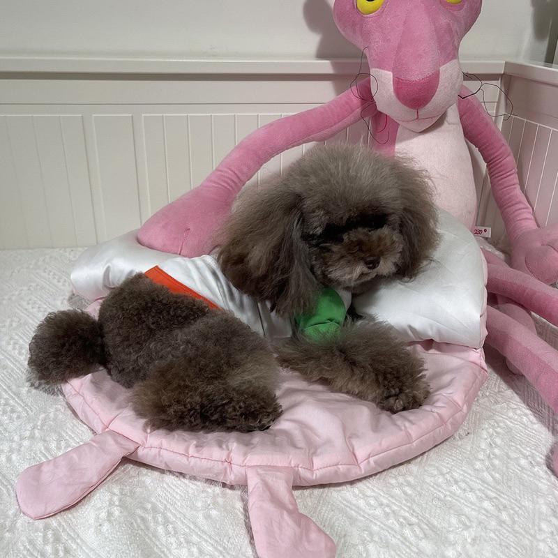 2024年夏季新款韓系涼感睡袋外出寵物推車墊推車墊窩天絲冰絲冰爽墊子空調被韓系外出寵物推車墊保暖柔軟舒適寵物窩貓窩-細節圖2