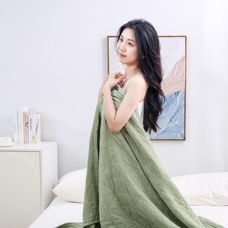 2024年夏季新款日系純色純棉紗布蓋毯小風車全棉純色五層紗夏涼被柔軟薄毯薄被子-細節圖5