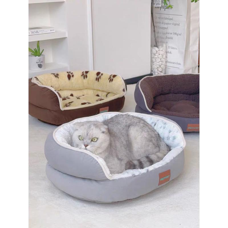 2024年秋冬新款寵物沙發窩厚實柔軟舒適護頸四季通用寵物睡窩狗窩貓窩方形寵物睡窩保暖柔軟寵物窩睡床睡墊貓-細節圖2