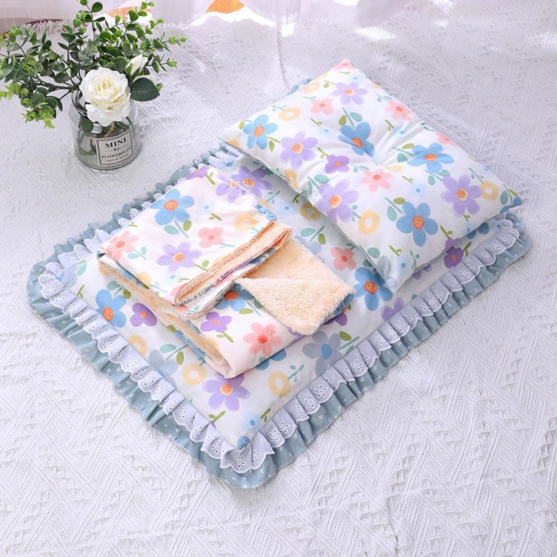 2024年夏季新款公主印花四季通用貓咪床墊寵物三件套被子狗狗床貓窩可拆洗墊-細節圖4