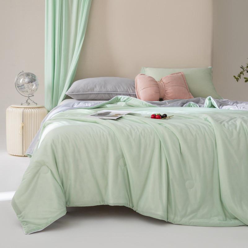 2024年夏季新款冰淇淋涼感絲夏涼被夏被純色空調被可機洗夏季冰絲薄被子-細節圖3