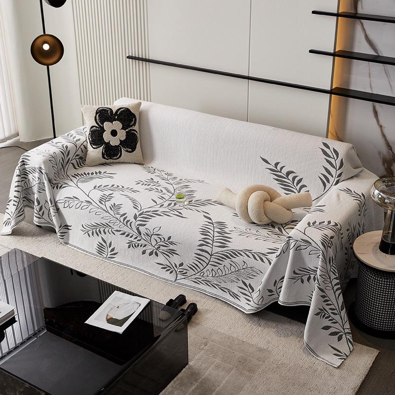 2024夏季新款樹葉紋冰絲涼感沙發巾沙發蓋毯貓墊狗墊沙發坐墊單人雙人三人沙發毯冰涼墊涼席居家生活-細節圖3