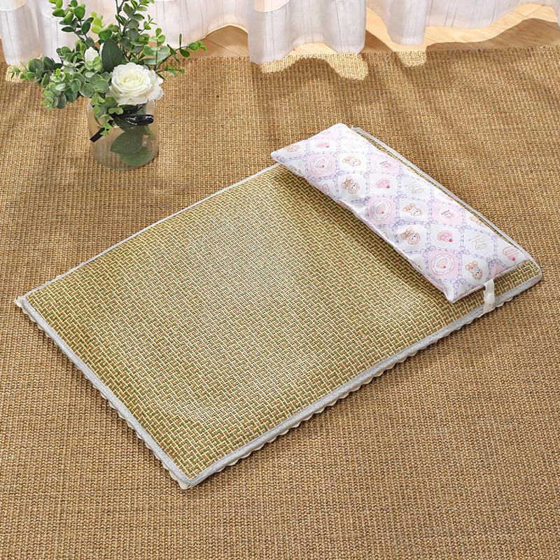 2024年夏季新款夏季藤編涼蓆枕頭墊寵物涼蓆墊貓咪涼墊防潑水不黏毛貓墊子降溫草蓆小狗墊貓窩墊-細節圖6