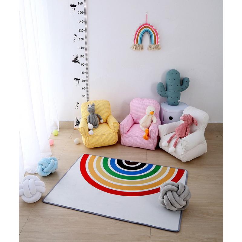 2024年夏季新款可拆洗兒童單人沙發格紋純色帆布迷你沙發椅座椅幼兒園早期教育機構沙發幼稚園-細節圖3