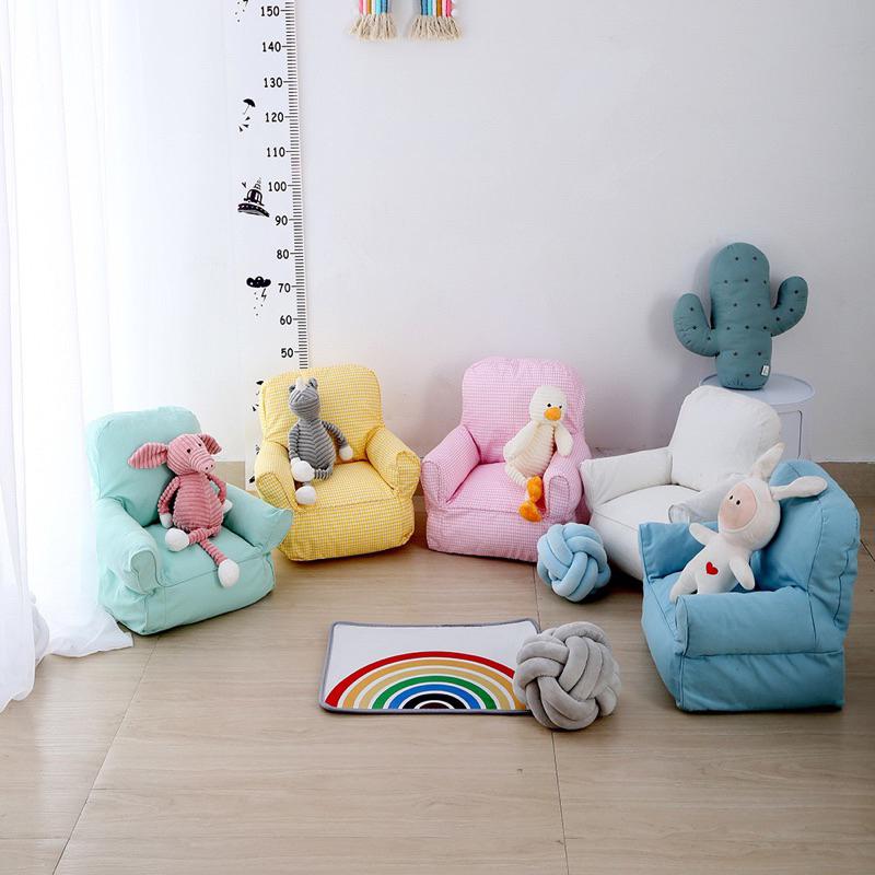 2024年夏季新款可拆洗兒童單人沙發格紋純色帆布迷你沙發椅座椅幼兒園早期教育機構沙發幼稚園-細節圖5