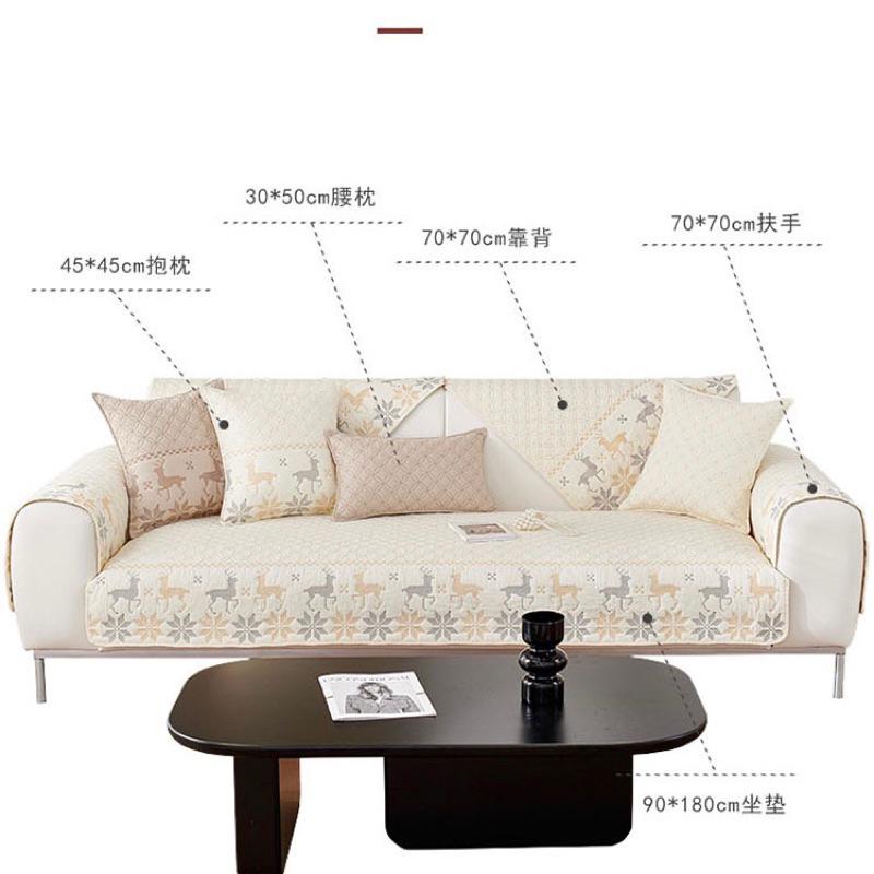 2024年春夏新款麋鹿紋路水洗棉防潑水沙發保潔墊保潔墊保潔毯沙發蓋毯貓墊狗墊沙發坐墊單人雙人三人沙發毯-細節圖4