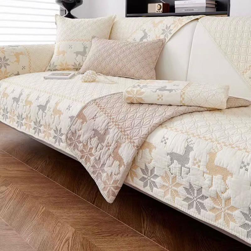 2024年春夏新款麋鹿紋路水洗棉防潑水沙發保潔墊保潔墊保潔毯沙發蓋毯貓墊狗墊沙發坐墊單人雙人三人沙發毯-細節圖7