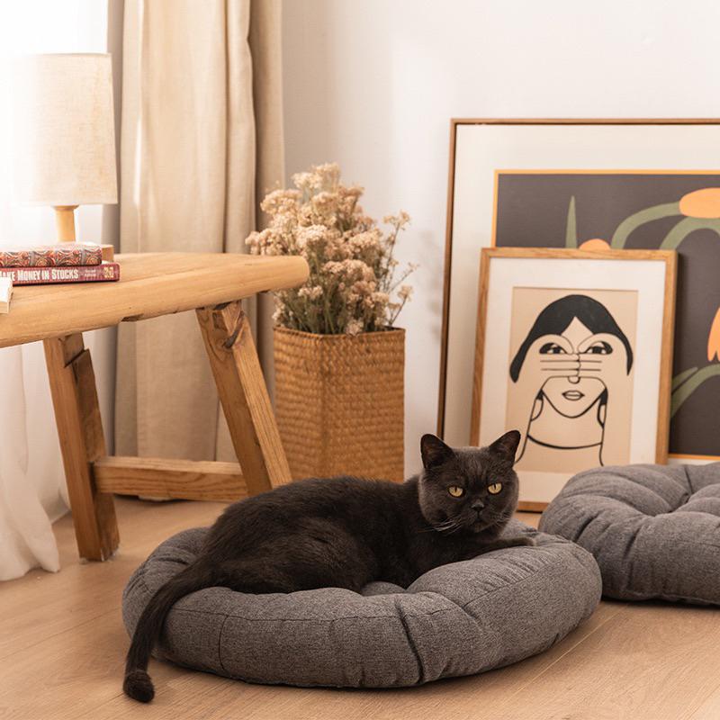 2024年夏季新款日系棉麻貓咪椅墊椅子坐墊椅子墊貓咪睡墊狗墊貓墊子貓咪狗窩籠子墊地墊寵物睡墊狗窩貓窩貓懶骨頭-細節圖3