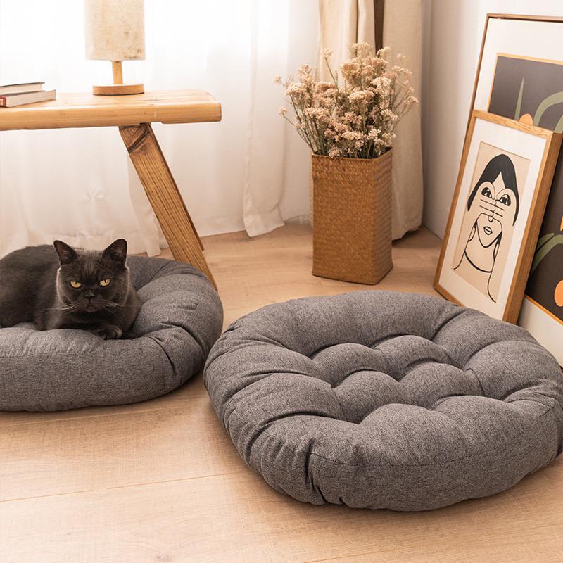 2024年夏季新款日系棉麻貓咪椅墊椅子坐墊椅子墊貓咪睡墊狗墊貓墊子貓咪狗窩籠子墊地墊寵物睡墊狗窩貓窩貓懶骨頭-細節圖4