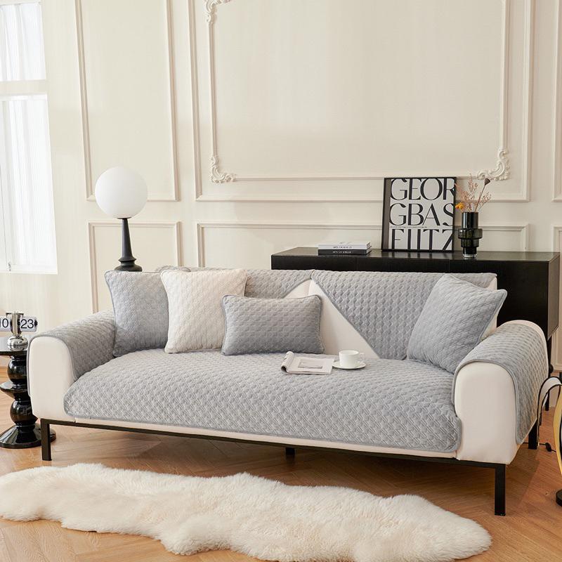 2024年夏季新款牛奶絨千鳥格紋防潑水沙發保潔墊五色可選保潔毯沙發蓋毯貓墊狗墊沙發坐墊單人雙人三人沙發毯-細節圖3