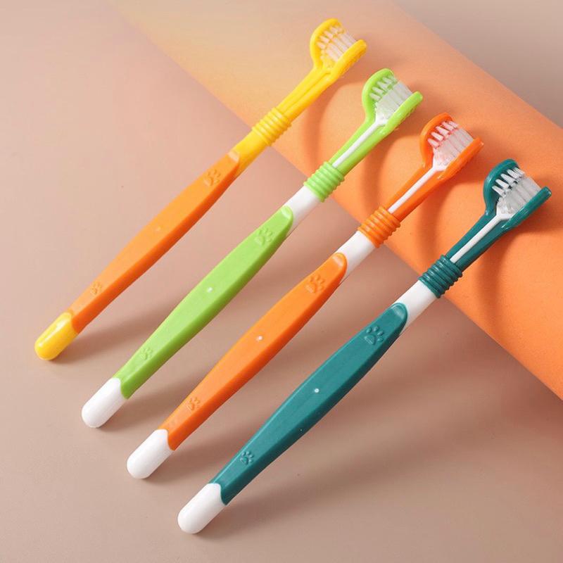 2024年夏季新款三頭牙刷寵物牙刷狗狗貓咪牙刷貓狗口腔清潔用品小型犬軟毛牙刷-細節圖7