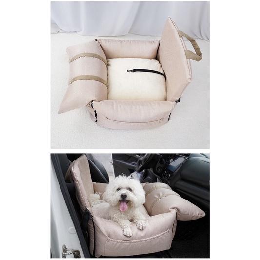 少量現❤️Gmarket爆款🇰🇷多功能可拆洗亞麻手提車載窩🐶寵物汽車安全座椅外出車載狗車載墊狗狗車載窩喵家熱銷🔥-細節圖5