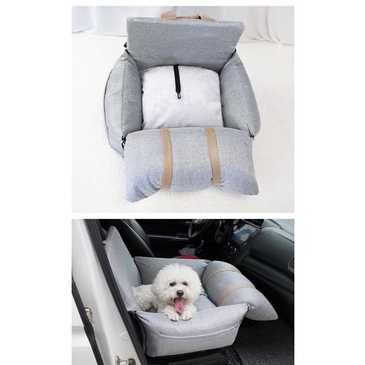 少量現❤️Gmarket爆款🇰🇷多功能可拆洗亞麻手提車載窩🐶寵物汽車安全座椅外出車載狗車載墊狗狗車載窩喵家熱銷🔥-細節圖7