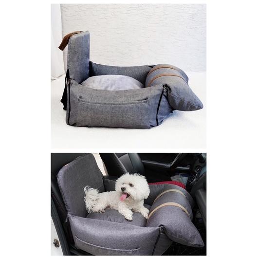 少量現❤️Gmarket爆款🇰🇷多功能可拆洗亞麻手提車載窩🐶寵物汽車安全座椅外出車載狗車載墊狗狗車載窩喵家熱銷🔥-細節圖9