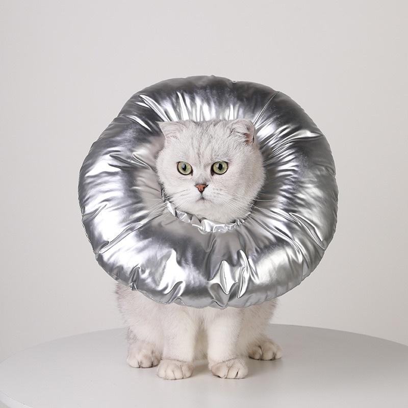 少量現反光時尚防水伊莉莎白圈寵物貓咪防舔頭套寵物結紮犬貓通用軟布頭套貓狗防舔手術絕育-細節圖2