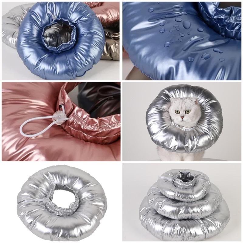 少量現反光時尚防水伊莉莎白圈寵物貓咪防舔頭套寵物結紮犬貓通用軟布頭套貓狗防舔手術絕育-細節圖7