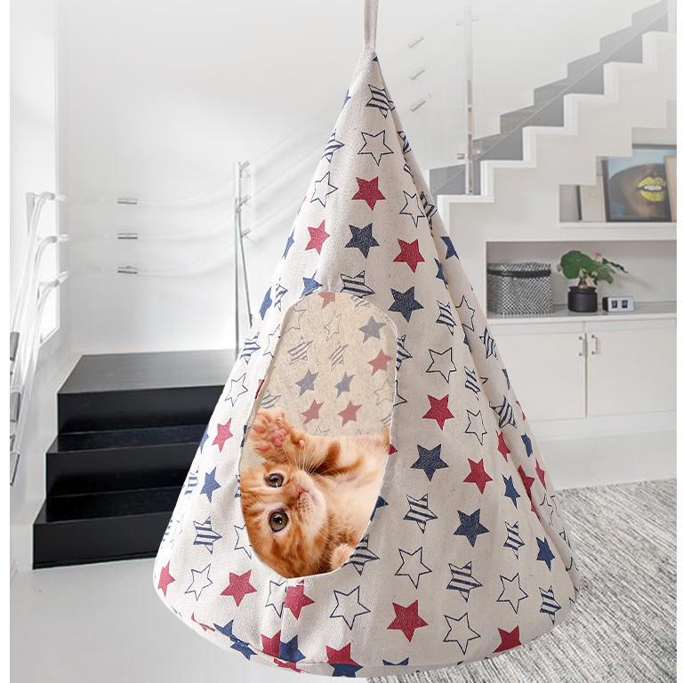 少量現貓咪錐形三角吊床貓帳篷貓吊床懸掛式貓窩狗窩寵物窩寵物睡窩吊掛貓睡袋貓懶骨頭-細節圖3