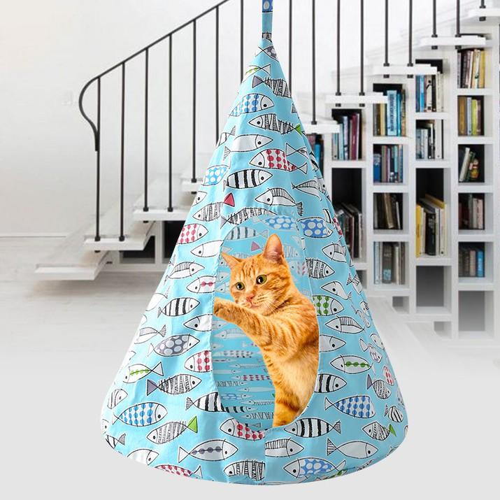 少量現貓咪錐形三角吊床貓帳篷貓吊床懸掛式貓窩狗窩寵物窩寵物睡窩吊掛貓睡袋貓懶骨頭-細節圖4