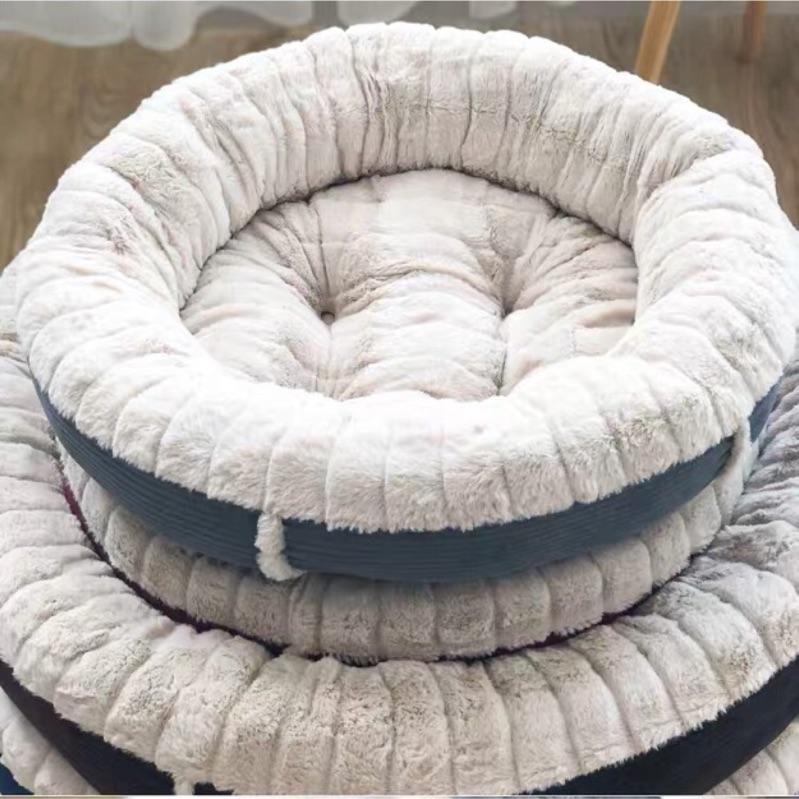 少量現貨超療癒觸感毛絨圓形寵物睡窩秋冬狗窩貓窩狗墊保暖睡墊貓懶骨頭寵物生活器材睡床睡墊-細節圖8