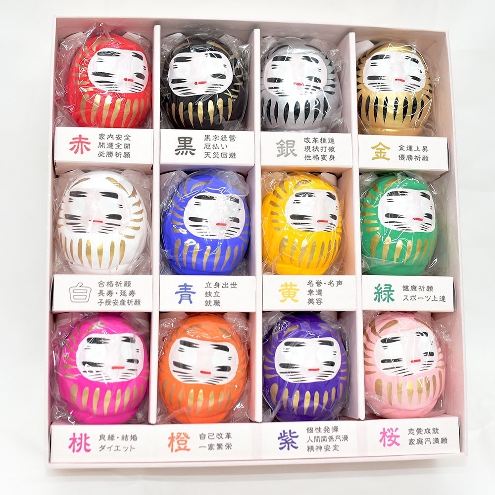 野馬日式雜貨限定 12色祝福 達摩 不倒翁禮盒組 6cm 群馬縣高崎 工藝擺飾 日本製 豪華禮盒裝  rm154-細節圖2