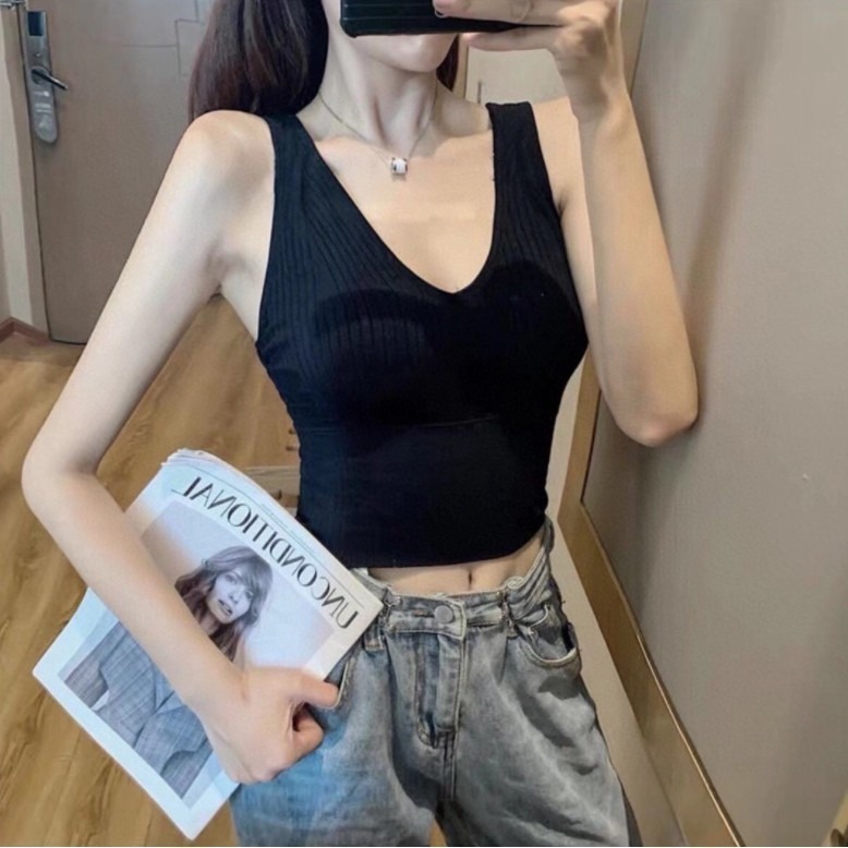 M.F 螺紋運動內衣 V領無鋼圈 運動防走光 美背背心 運動背心 有胸墊透氣 四季風 女生內衣 小可愛 A0005-細節圖3